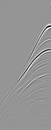 Os campos de onda descendente e ascendente estimados através do JMI em pontos ao longo da coordenada lateral com espaçamento de. km e em.