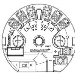 Ligue a fonte de alimentação e ajuste o laço para controle automático (se aplicável). Figura 1. Colocação do comutador de alarme Transmissor Rosemount 644 Montagem em campo do Rosemount 644 A A.