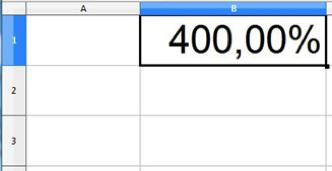 Botão Formatar como Moeda (CTRL + SHIFT + 4) FORMATO PORCENTAGEM A utilização do fomato porcentagem no LibreOffice Calc multiplica o valor da célula por 100, adiciona vírgula, duas casas decimais