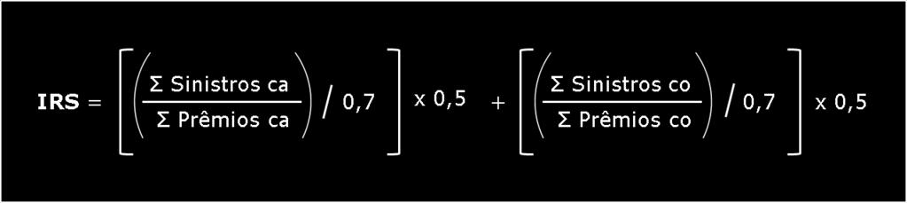 d) Os contratos que integrarão a base de cálculos, devem ter mais de cinco meses de vigência e) O índice de Reajuste de Sinistralidade, será obtida conforme a seguinte fórmula: Em que: IRS = Índice