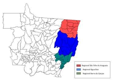 A relação foi fornecida em forma de planilhas tabuladas com a quantidade de animais presentes em cada município das Unidades Regionais de Água Boa (AB); Barra do Garças (BG); e São Félix do Araguaia