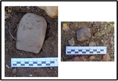121 Figura 5: Vestígios líticos identificados em superfície no sítio arqueológico Baixa do Umbuzeiro Carnaúba dos Dantas RN. Fonte: Borges, 2010.