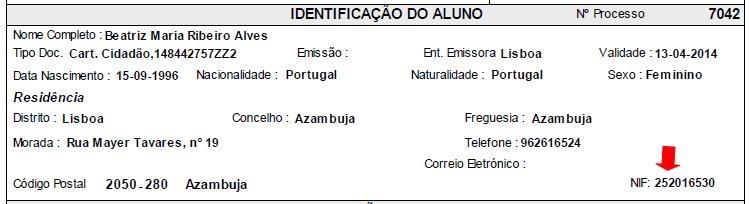 01/0 b) Declaração emitida pela Segurança Social ou pelo serviço processador, válida para 2017/2018, na qual conste o escalão de abono de família atribuído ao aluno; c) Declaração passada pelo Centro