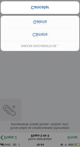 Nesse momento, você poderá tirar uma foto dos documentos ou buscar na galeria de fotos do