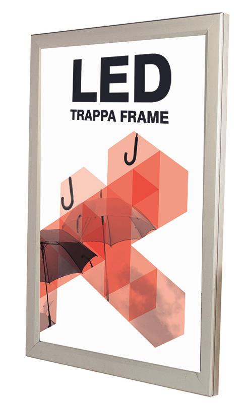 Sistemas de Sinalética Trappa LED Frame - Moldura de alumínio anodizado de 32mm com iluminação LED - Sistema de fecho de mola - De baixo consumo