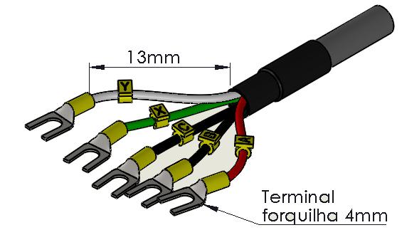 4.7 Conexão do medidor ao transmissor (conversor) Cabo de sinal (eletrodos) e bobina (alimentação): Recomenda-se a utilização de um cabo 5 vias.