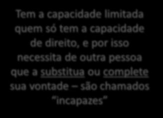 capacidade limitada quem só tem a capacidade de direito, e por isso