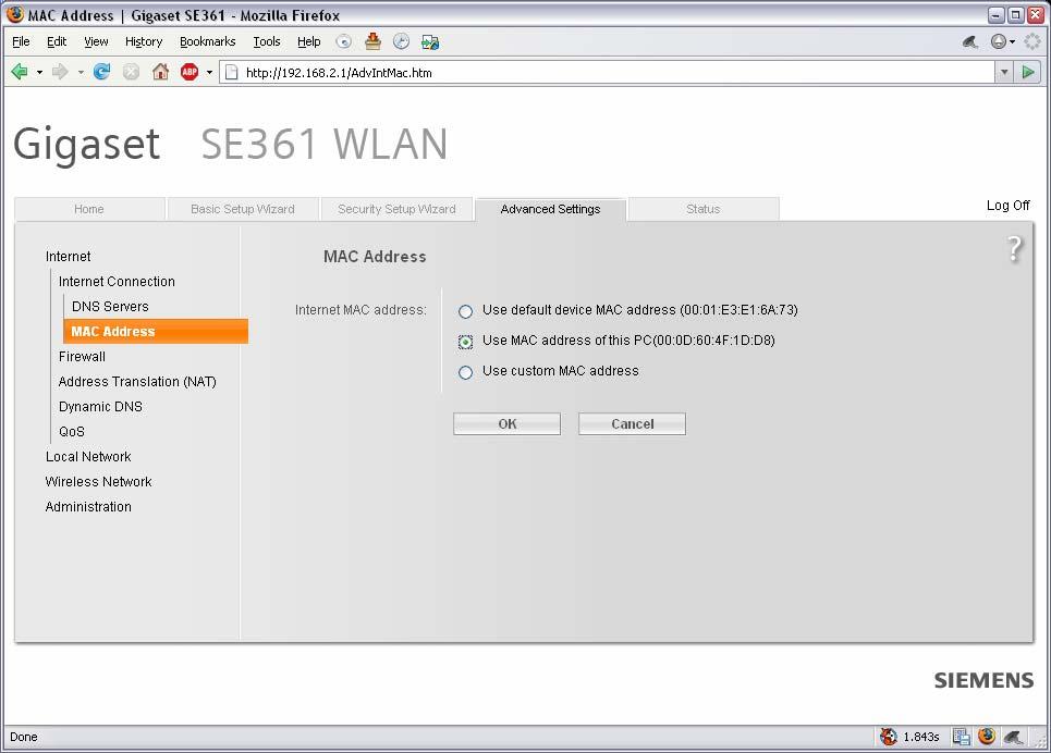 Cable Modem Se você possui acesso com uma companhia de TV a cabo, utilize esta configuração.