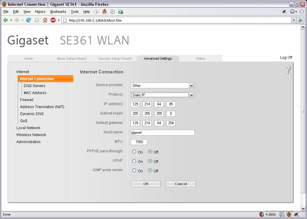 2.5. Finalizando a Conectividade à Internet Neste caso de configuração onde o administrador definiu um IP fixo para uso do SE361 o LED online não ficará aceso.