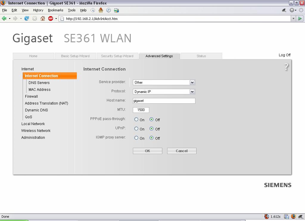 a. Neste caso de configuração onde o modem ADSL está operando em modo ROUTER o LED online não ficará aceso indicando que há conexão lógica com