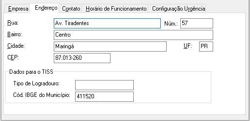 Nome Fantasia Nome fantasia do local de atendimento (aceita até 40 caracteres). CNPJ Número do CNPJ (aceita até 15 caracteres).