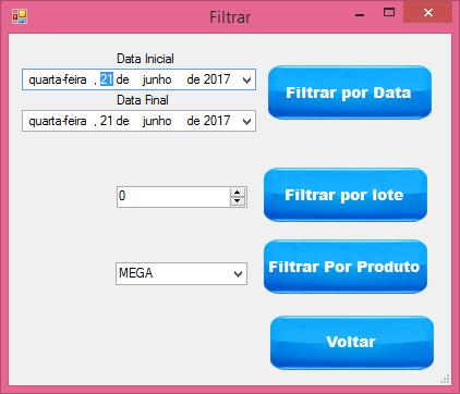 8) O botão Visualizar 5 permite visualizar o ciclo selecionado no controle 4 Caso necessário pode ser realizado/desfeito um filtro (período, lote ou produto) utilizando o controle 6 O botão voltar 7