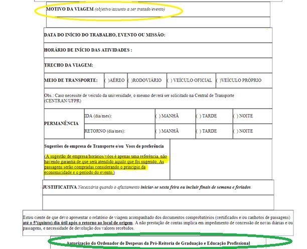 Continuação do preenchimento do formulário Justificativa detalhada!