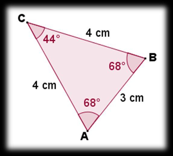 Num triângulo: A lados iguais opõem-se ângulos iguais e a
