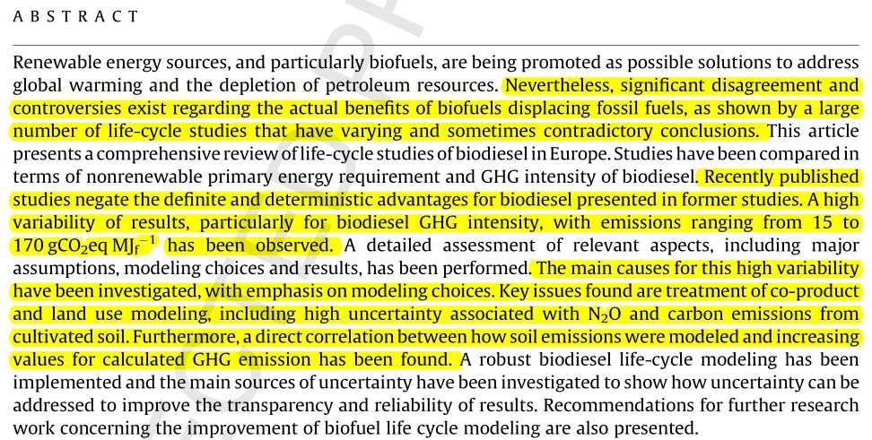 Parte III: Exemplos da aplicação da ACVaos biodiesel em Portugal (soja, colza, palma óleos alimentares usados) I-Meta-Análise de estudos de Avaliação de ciclo de vida do biodiesel da Colza