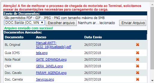 botão abaixo: Além de carregar os arquivos no agendamento, será necessário informar os e-mails pelos quais a