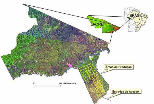 exploração diferentes e iii. verificar se existe correlação entre a perda de biomassa e a quantidade de árvores cortadas por hectare. 2. Material e Método 2.1.