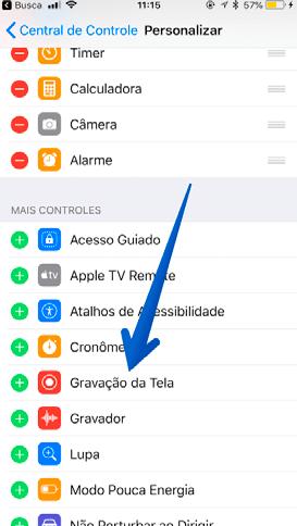 a ficar no seu Central de Controle: Pronto,