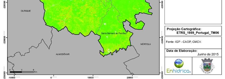 A carta de suscetibilidade de movimentos de vertente do concelho de Castro Verde indica que a suscetibilidade é nula/ não aplicável essencialmente nas áreas planas, áreas urbanas e superfícies