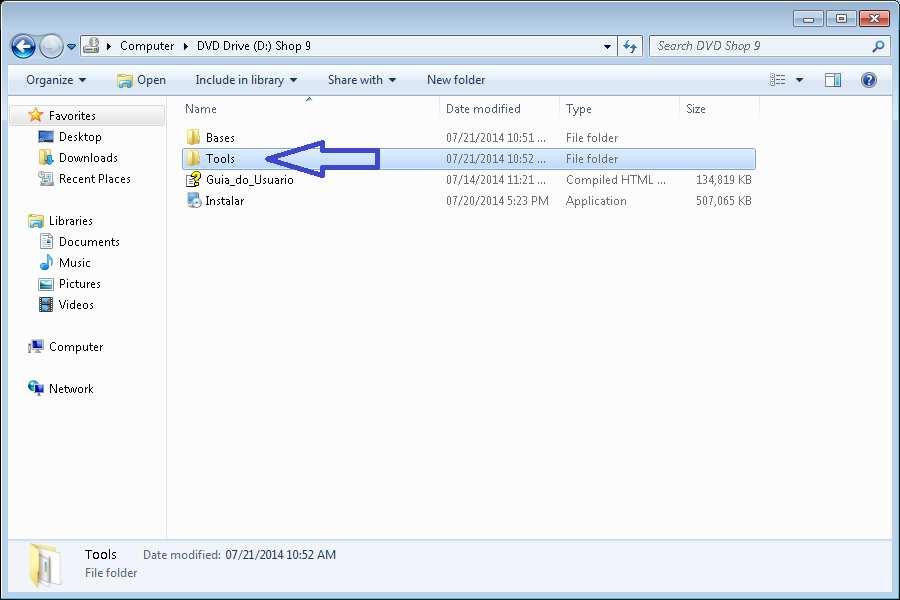 Neste momento será apresentado o conteúdo do DVD, abra a pasta Tools.