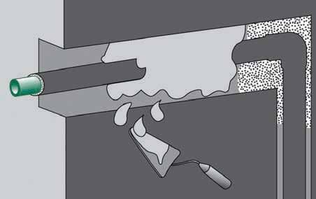 INSTALAÇÕES EMBUTIDAS BUILT-IN INSTALLATIONS Neste tipo de instalações temos um comprimento livre do tubo (L) extremamente pequeno, uma vez que a argamassa é colocada em cima do tubo, o que torna