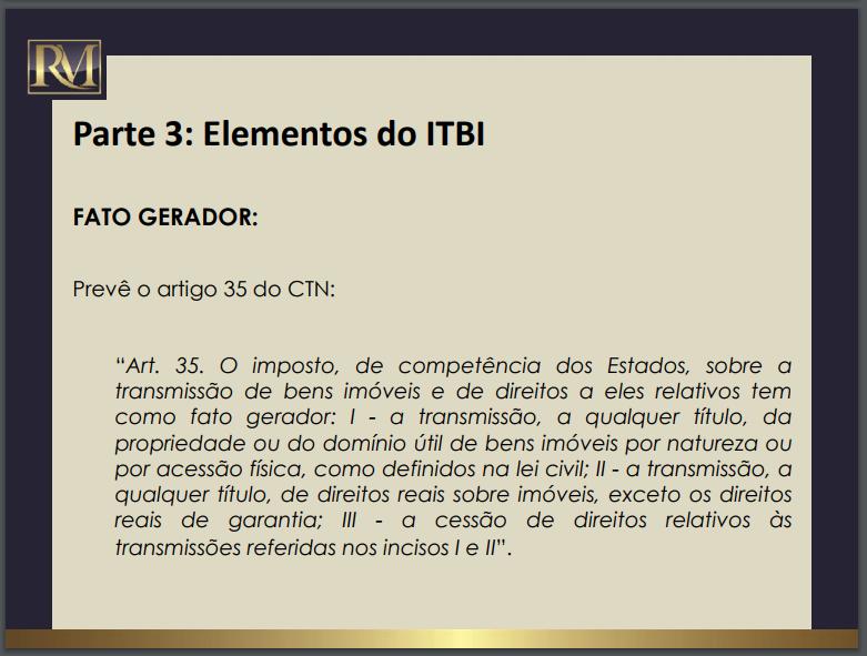 Fato Gerador do ITBI art.