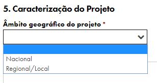 Dado que o gestor de projeto deve ter um vínculo formal com a entidade promotora durante o projeto, a opção Sem vínculo deixa de estar disponível.