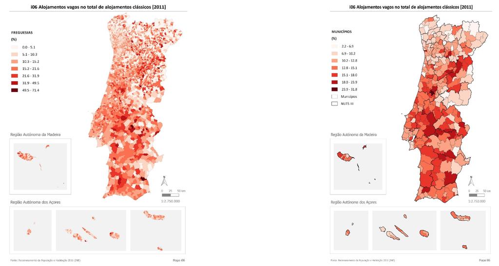 As dinâmicas da população e do edificado e a configuração