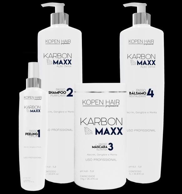 Um tratamento capilar com o que há de melhor no mercado de cosméticos. Associa a ação Detox com a resistência do Carbono. Com KARBON MAXX sua cliente terá vários benefícios em poucos passos.