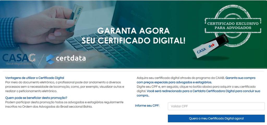 1. Acessando o portal de validação de CPF: a. Informe seu CPF no campo indicado (exclusivo para Advogados); b.