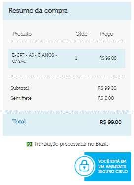 Clique em no botão Finalizar compra para concluir o pagamento.