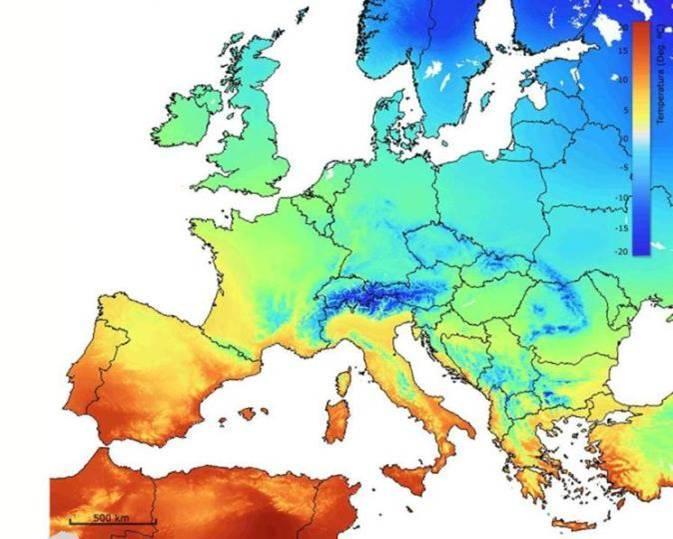 TEMPERATURAS NA EUROPA As temperaturas médias na região mediterrânica