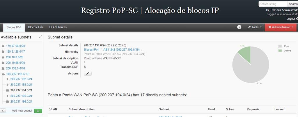 5 Serviços de rede Manter e melhorar os serviços de rede disponibilizados pelo PoP-SC, sendo os principais: o Conectividade IPv4 Otimizar o