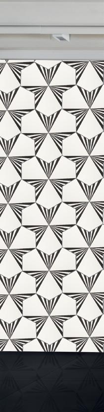 116 Casa Vogue 40 anos Espírito novo. Funcional como papel de parede, pode ser usado onde a criatividade permitir. Inspirada no movimento Art Deco, de linhas simples e dinâmicas, com berço parisiense.