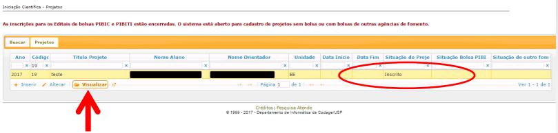 Para consultar, clique sobre o título do projeto e em
