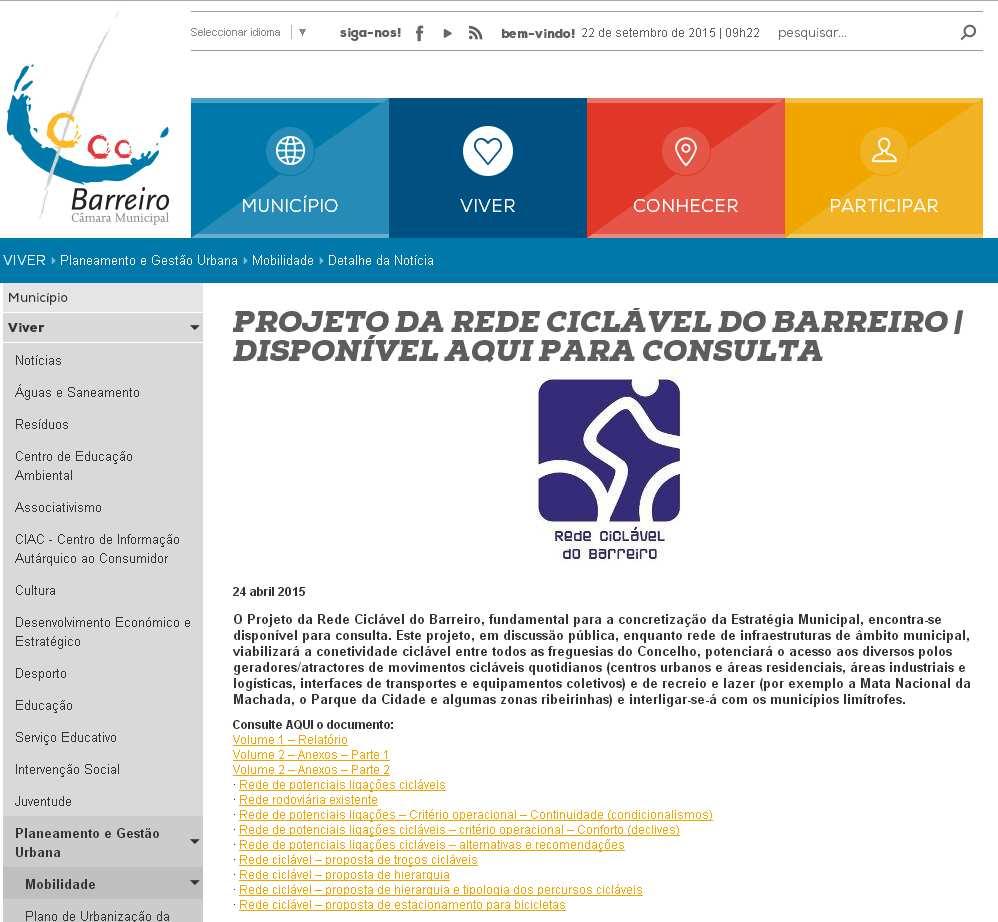 3. Calibração da rede > Participação pública: -Projeto submetido a consulta