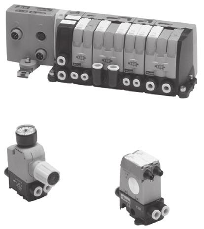 Informações técnicas Válvulas Características técnicas Vias/posições 3/2, 4/2, 4/3 Tipo construtivo Assento em cerâmica ou tipo spool Vazão a 6 bar (l/min) 400 (tamanho 1) 1200 (tamanho 2) Cv 0,38