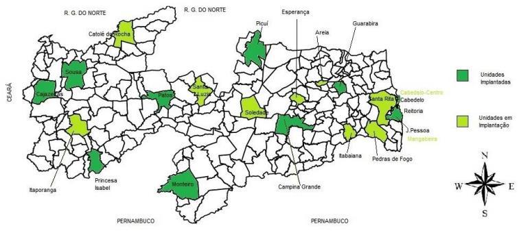 Figura 2 Distribuição dos Campi na Paraíba após o Plano de Expansão Fase III Fonte: Plano de Desenvolvimento Institucional do IFPB 2015-2019 Nessa perspectiva, o IFPB atua nas áreas profissionais das