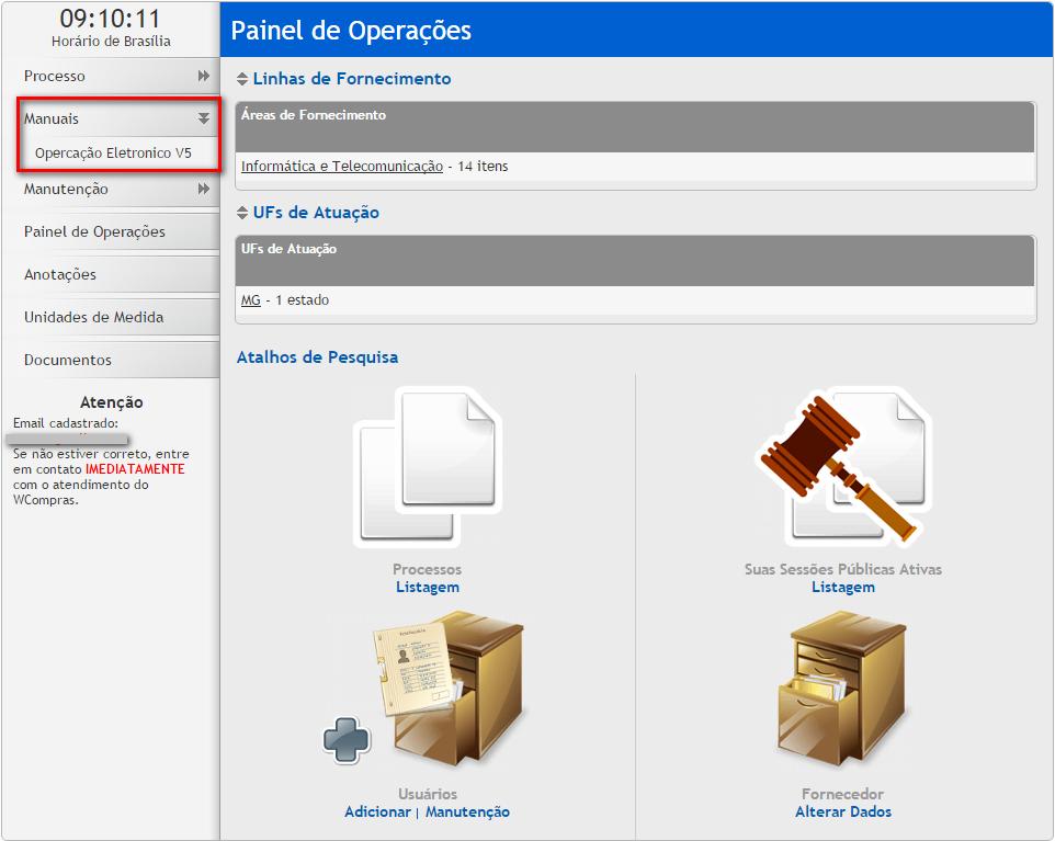 3.18 Manutenção A opção Manutenção é disponibilizada apenas para o usuário Representante Legal, no caso, aquele cadastrado como Administrador da empresa.