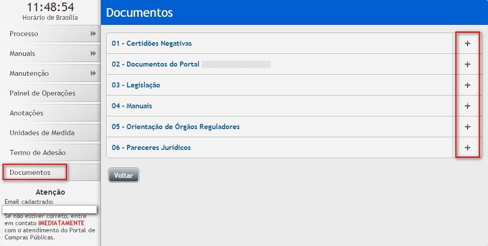 3.20 Documentos É possível visualizar alguns documentos e formulários disponíveis no Portal, utilizados para alguma solicitação
