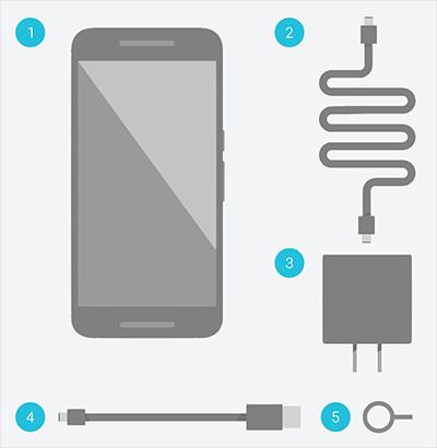 11 Que itens acompanham os dispositivos Nexus Veja o que vem na caixa com seu novo dispositivo Nexus. 1. Smartphone Nexus 6P 2. Cabo USB Type-C para Type-C 3.