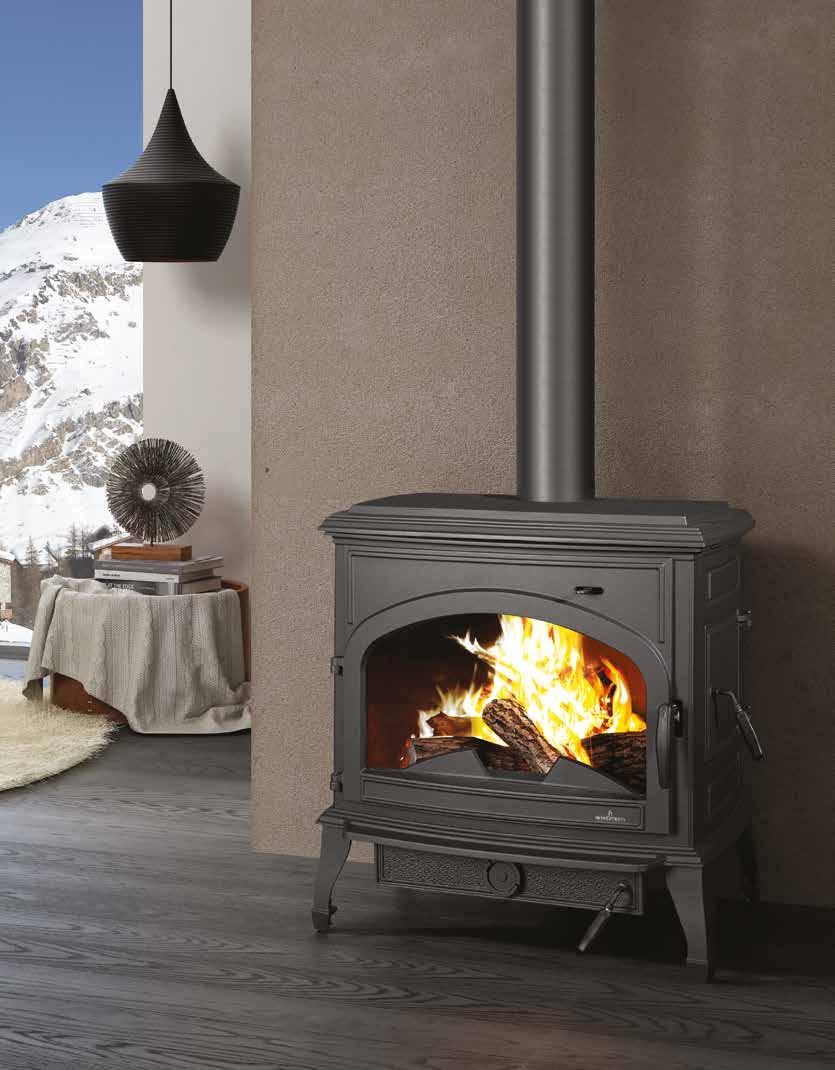 13240 SDC SCL SLC Estufa en fundición multifuel salida superior o posterior Cast-iron multi-fuel stove with upper or rear outlet Salamandra