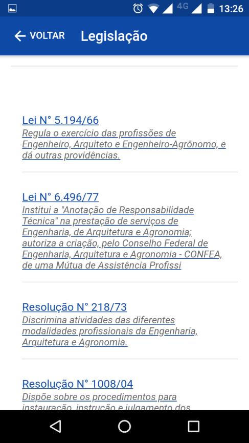 6 - Legislação e Normativos Nessa opção é possível consultas as