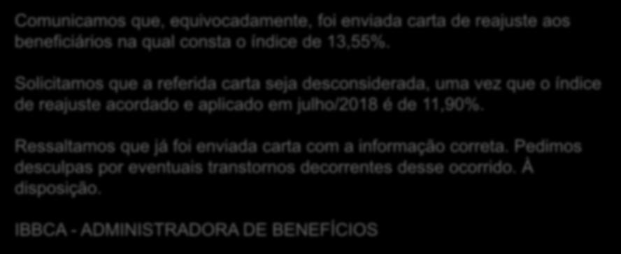 beneficiários na qual consta o índice de 13,55%.