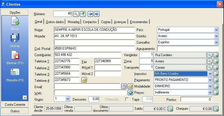 Configuração indispensável para que nas vendas efectuadas a este cliente incida IVA apenas sobre a margem.