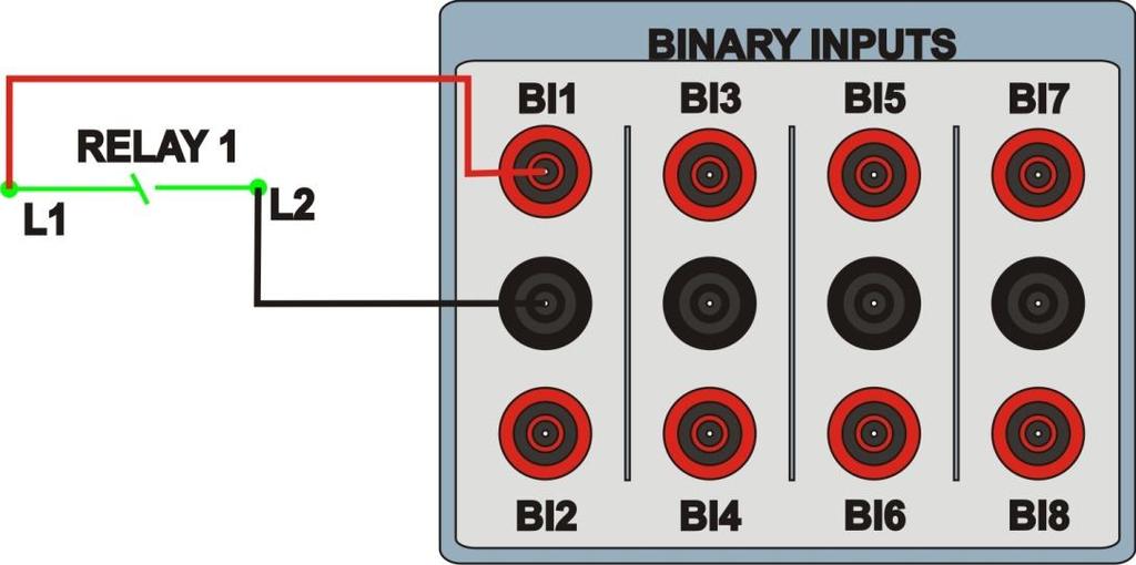 1.3 Entrada Binária INSTRUMENTOS PARA TESTES ELÉTRICOS Ligue a entrada binária do CE-6006 à saída binária do relé.