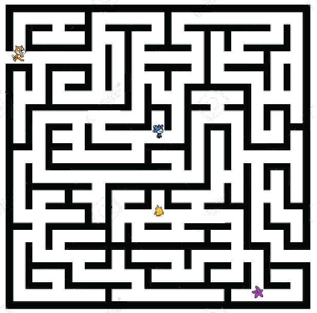 personagens, que possuem caras e formas divertidas. Seu labirinto deverá ficar parecido com este: para chegar ao objeto.