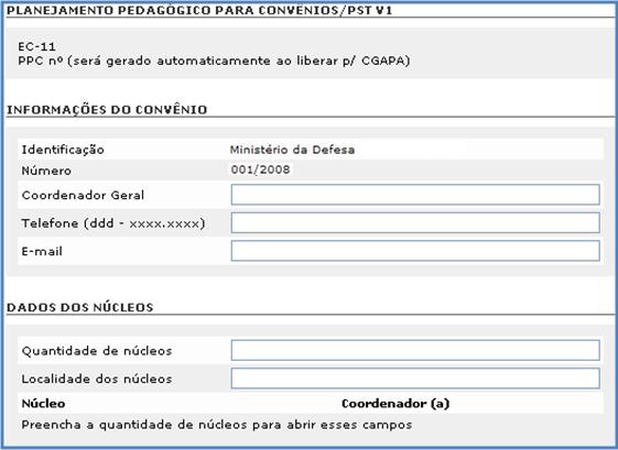 Cadastro/acompanhamento de PPC 7. Só será gerado após ser liberado para CGAPA. Antes disso, pode ser gravado como rascunho para eventuais alterações. 8.