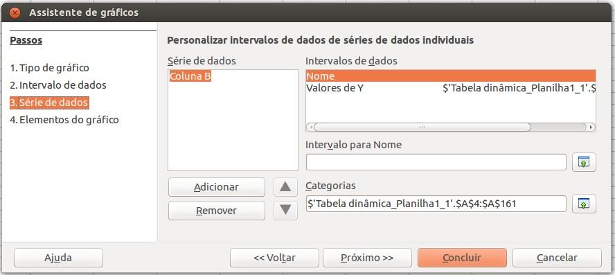 Montando o gráfico Veremos em seguida a janela a seguir, onde não mexeremos em nenhuma