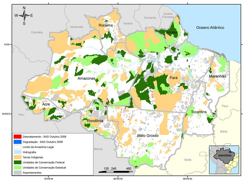 degradação de setembro e outubro de 2008 na Amazônia Legal * Corrigido